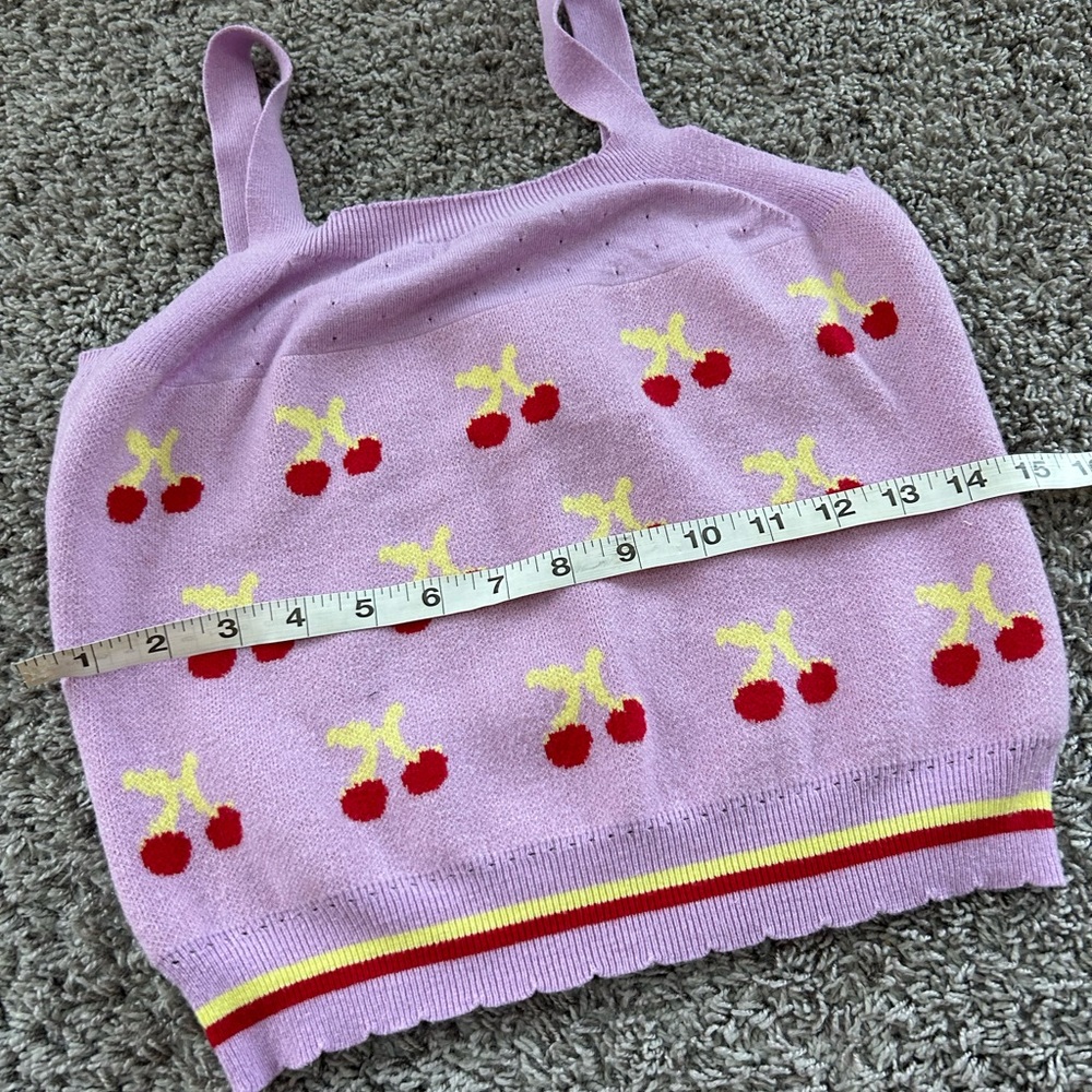 Listicle Lavender Cherry‎ Knit Crop Tank Top Square Neck Women's M - Picture 5 of 7